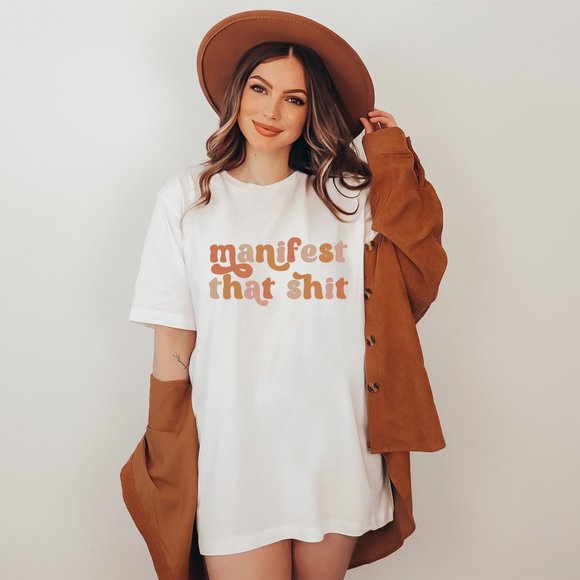 Manifest Oversized Rainbow Letter Graphic T-Shirt - Picture 1 of 4